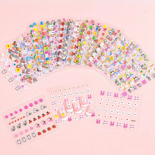 Random cute nail sticker sheet . 6 sheets