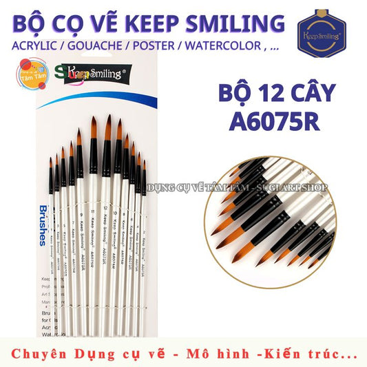 Keep Smiling painting brushes 12pcs round tip